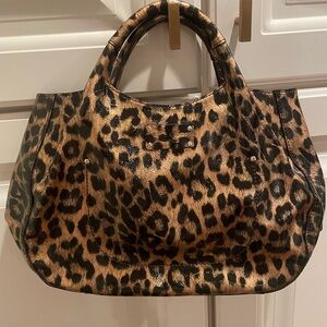 Kate Spade patent leopard print shoulder bag EUC